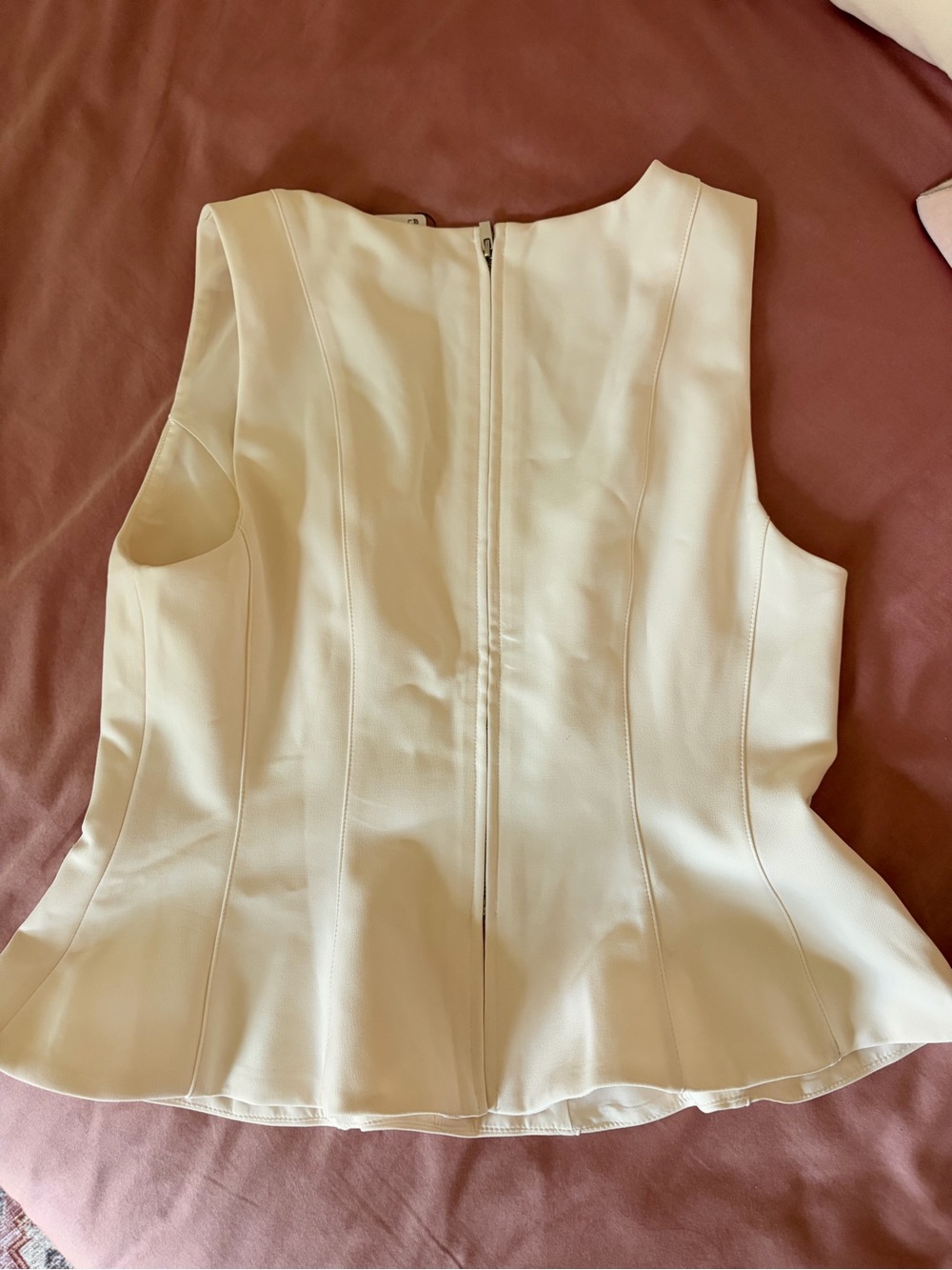 Square Neck Seamed Peplum Tailored Tank - Picture 7 of 8